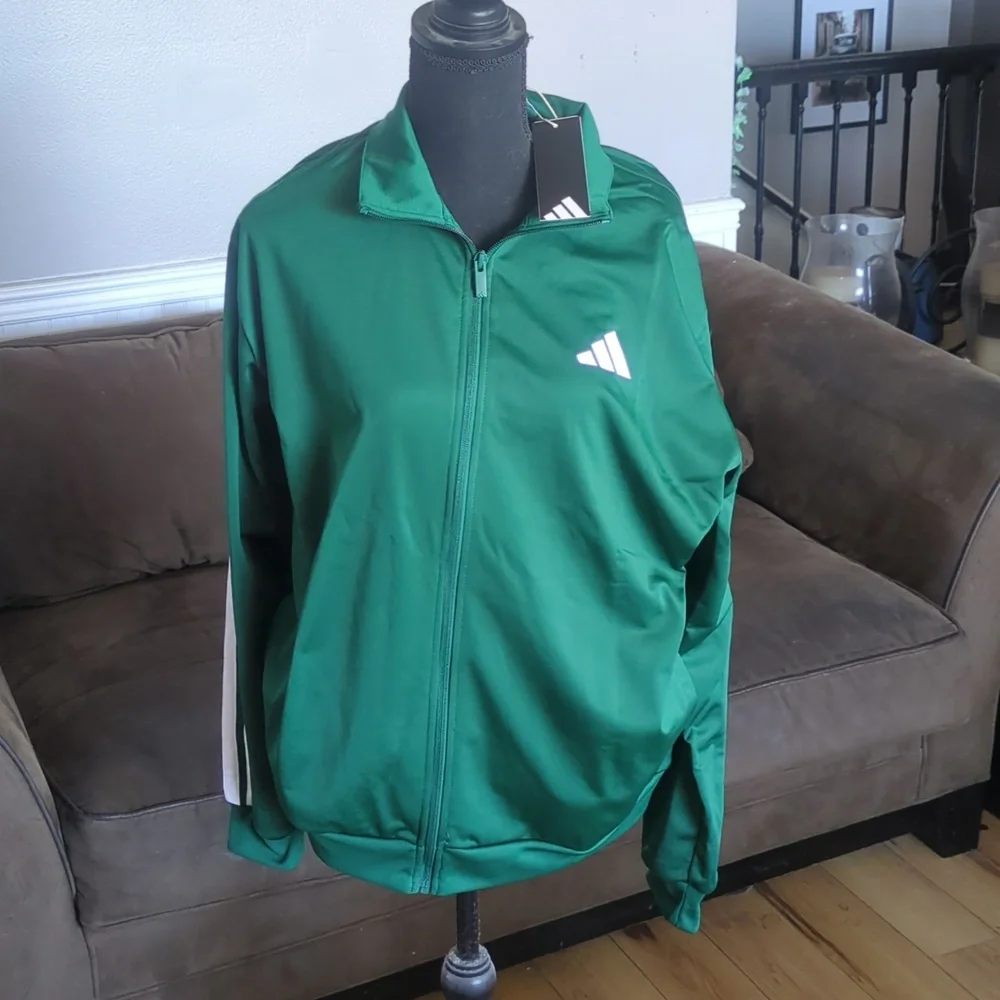 NWT Adidas Men's Collegiate Green Dayready Full Zip Track Top Size Large - Picture 6 of 9
